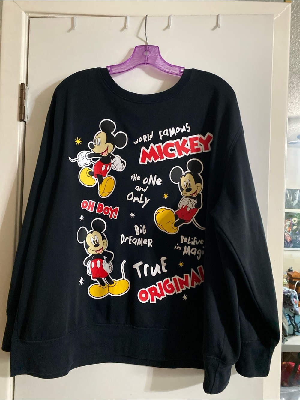 Disney Black Crewneck Sweatshirt with Red & Yellow Mickey Art